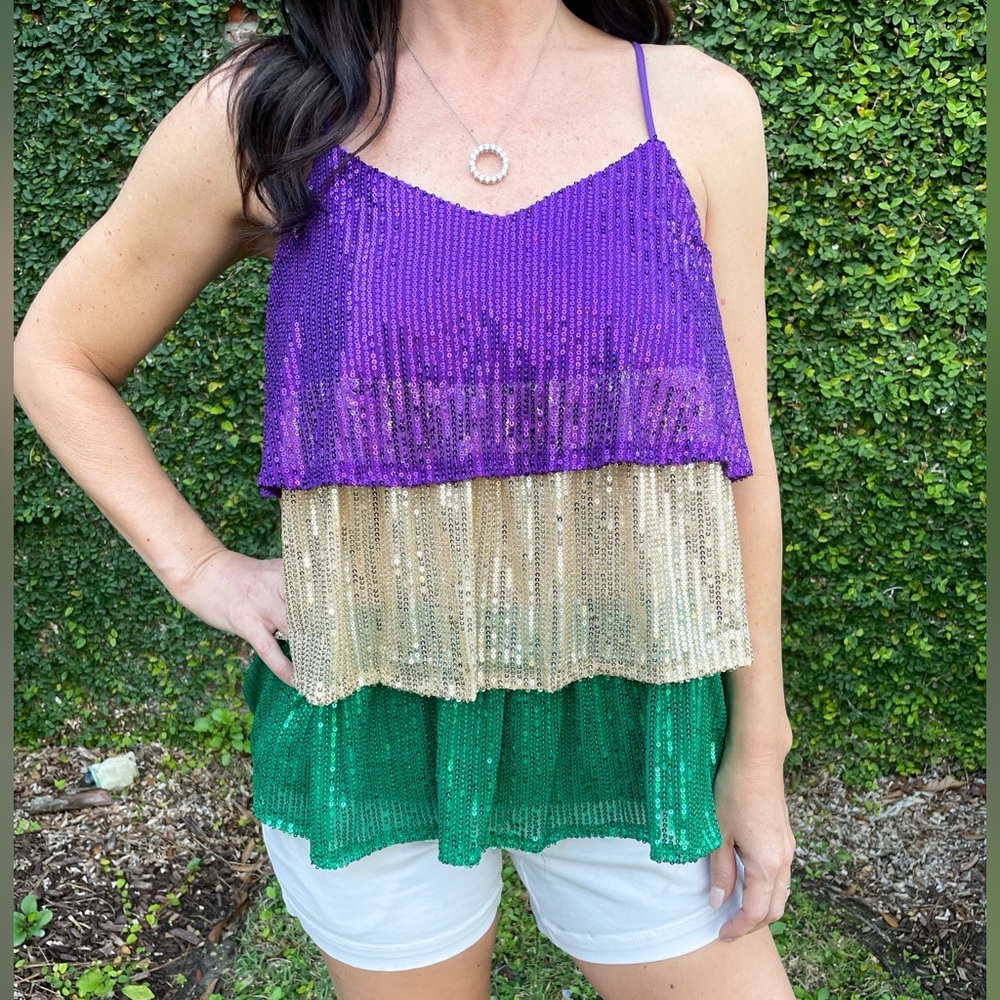 Sequin Mardi Gras Top, Never Worn